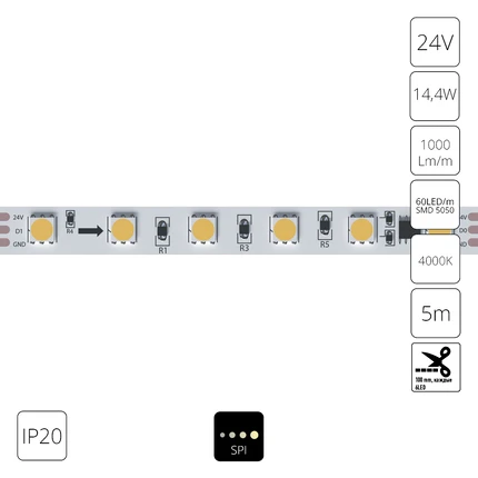 Светодиодная лента 24V 14,4W m 4000К 5м IP20 Arte Lamp SPI A2406010-04-4K